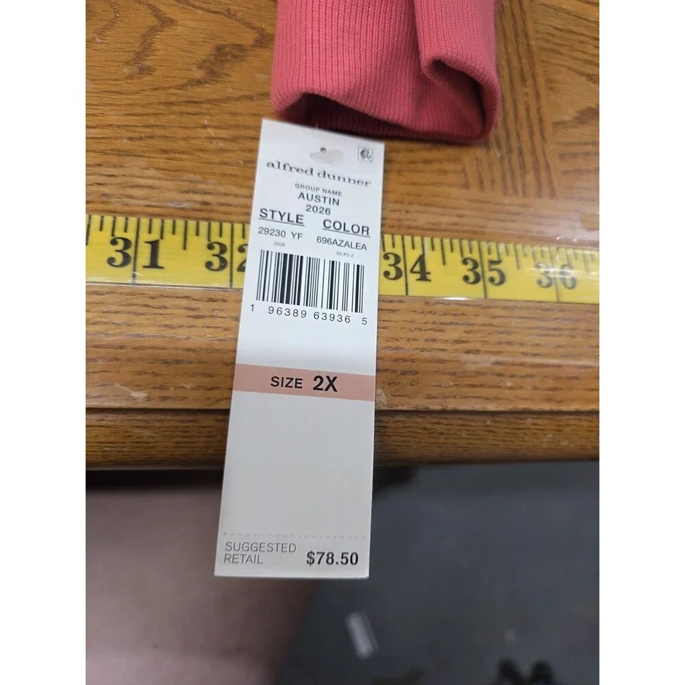 NWT Alfred Dunner Coral Pink Full Zip Light Jacket Plus Size 2X